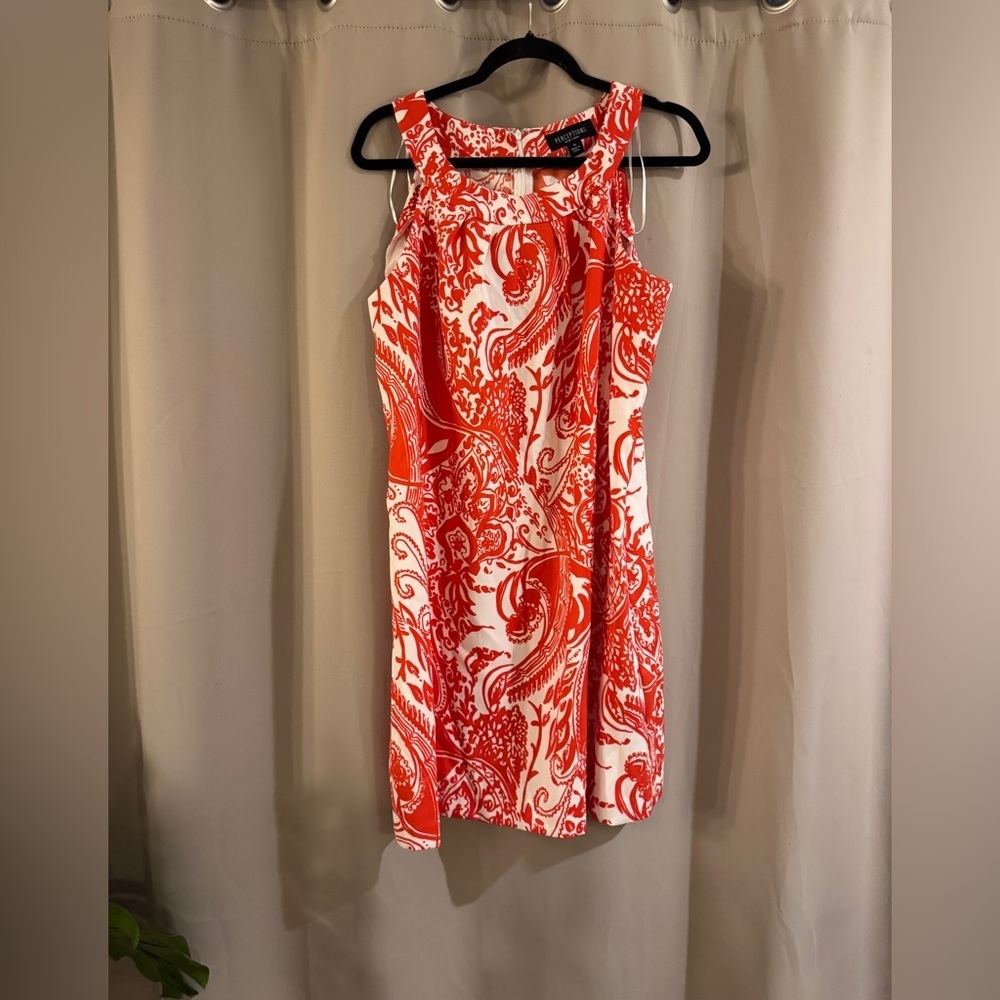 Perceptions Vibrant Red and White Paisley Mini Dress